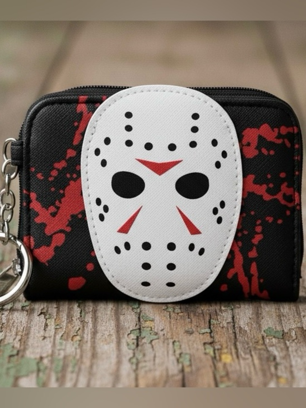 Friday the 13th Jason Mask Mini Wallet Keychain NWT